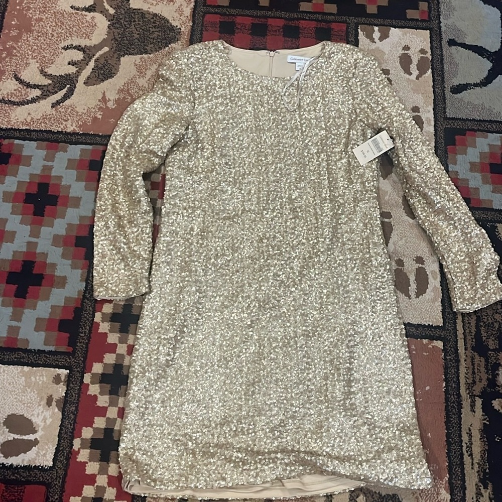 Bnwt Coldwater Creek gold sequin dress